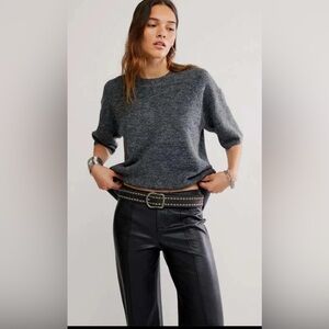 Free People Margot Sweater Tee in Charcoal Heather Oversized XS New $98 NWOT